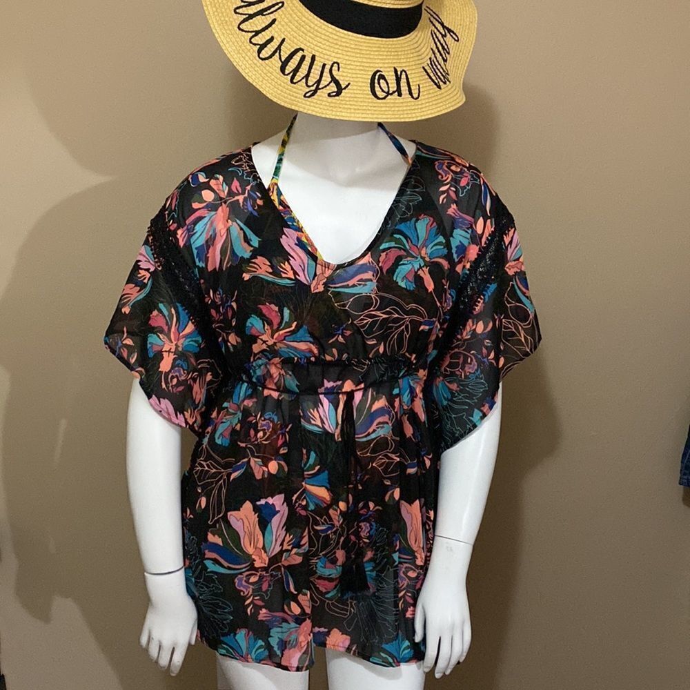 NWT Time and Tru Floral Swimsuit Cover Up - Size Large